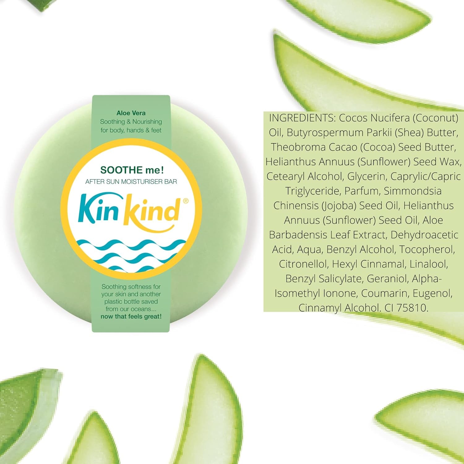 Aloe Vera after Sun. SOOTHE Me! after Sun Lotion Bar with Aloe Vera, Shea Butter & Cocoa Butter to Soothe and Nourish Sun Kissed Skin. No Leaking Plastic Bottles! Vegan & Cruelty Free.