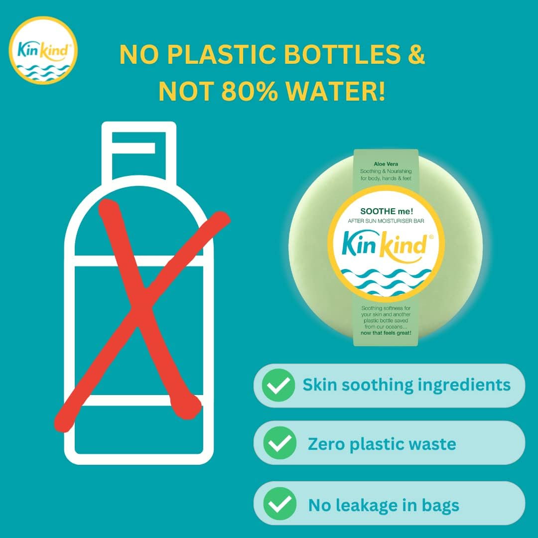 Aloe Vera after Sun. SOOTHE Me! after Sun Lotion Bar with Aloe Vera, Shea Butter & Cocoa Butter to Soothe and Nourish Sun Kissed Skin. No Leaking Plastic Bottles! Vegan & Cruelty Free.